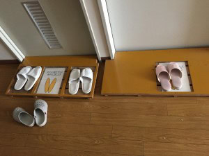 Somebody didn't use the bathroom slippers and went inside with their regular slippers (not polite in Japan).