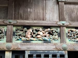 See no evil, hear no evil, and speak no evil. Famous carving at temple in Nikko.