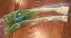 Each individual celery stalk is wrapped in cellophane!